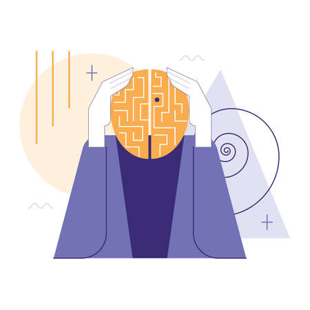 Overthinking. Anxiety and stress caused by thinking too much.のイラスト素材