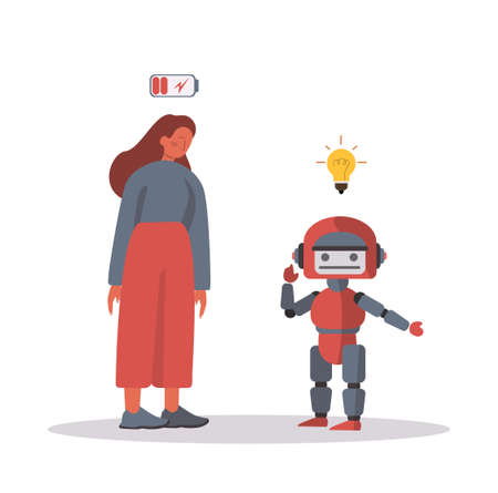 Robot concept. Artificial intelligence as a part of human routine.のイラスト素材
