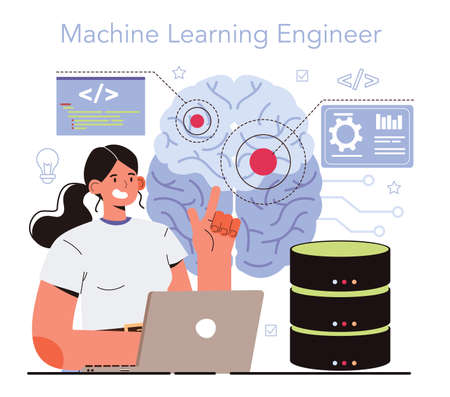 Artificial neural network designer. Specialist designing developingのイラスト素材