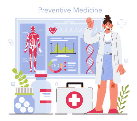 Preventive medicine. Annual medical exam, regular health check upのイラスト素材