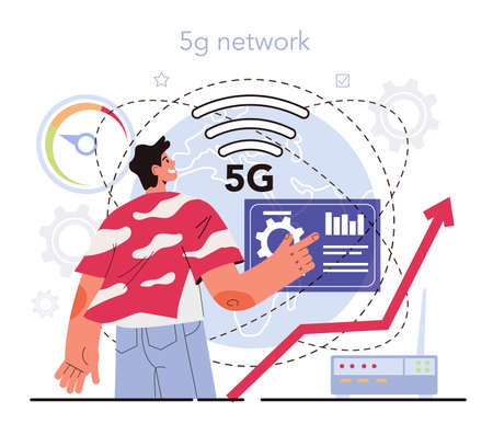 5G network architect concept. 5G wireless network equipment