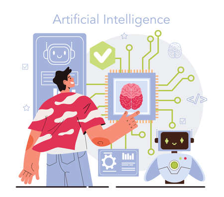 Artificial neural network designer. Specialist designing developingのイラスト素材