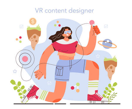 Virtual reality designer concept. Futuristic digital innovation. VR technologyのイラスト素材