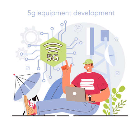 5G network architect concept. 5G wireless network equipmentのイラスト素材
