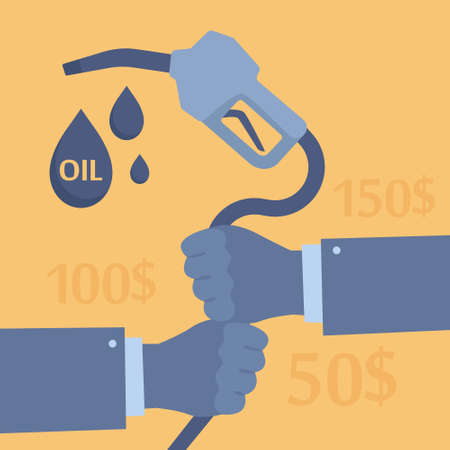 The oil price is rising concept. Barrels of crude oil or petroleumのイラスト素材