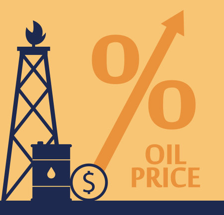 The oil price is rising concept. Barrels of crude oil or petroleumのイラスト素材