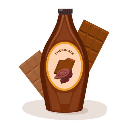 Chocolate syrup. Sweet topping for dessert: pancakes or ice cream.のイラスト素材