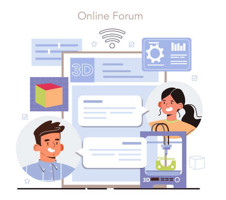 3D printer software development online service or platformのイラスト素材