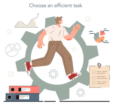 Hyperfocus idea, how to become more efficient. Choose an efficient task.のイラスト素材