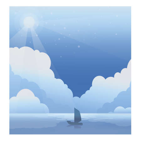 Mesmerizing landscape in anime style. Beautiful countryside sunsetのイラスト素材