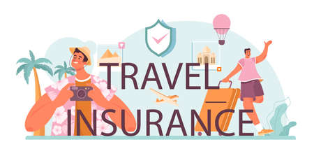 Travel insurance typographic header. Visa application approvingのイラスト素材