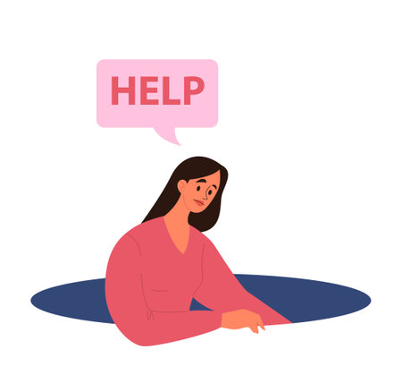 Loneliness concept. Lonely character with depression and sadness. Young unhappyのイラスト素材