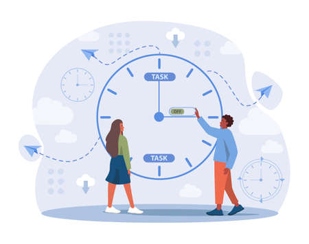 Multitasking concept. Effective and successful office workerのイラスト素材