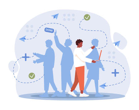 Multitasking concept. Effective and successful office workerのイラスト素材