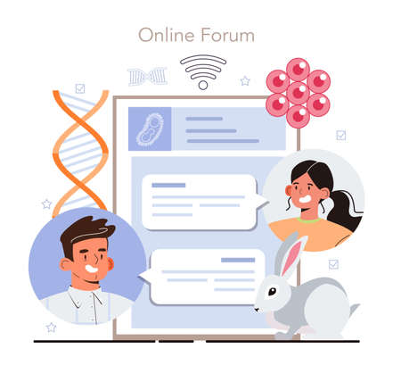 Biotechnology online service or platform. Cellular and biomolecularのイラスト素材