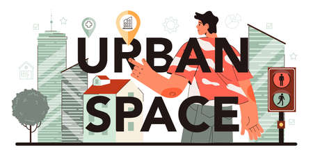 Urban space typographic header. Architect studying and developingのイラスト素材