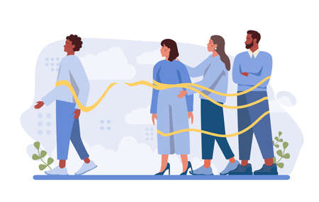 One against all concept. One character standing out of the crowdのイラスト素材