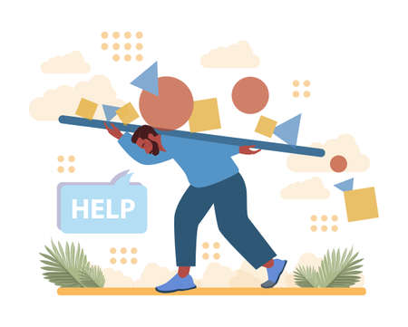 Asking for help concept. Character seeking support from otherのイラスト素材