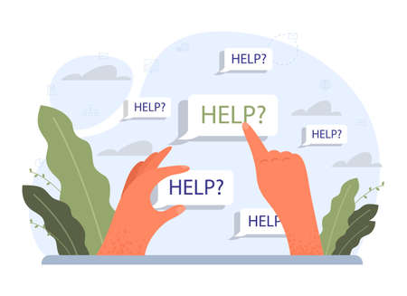 Asking for help concept. Character seeking support from otherのイラスト素材