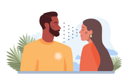 Signal concept set. Person recieving or giving signal source. Allert sign,のイラスト素材