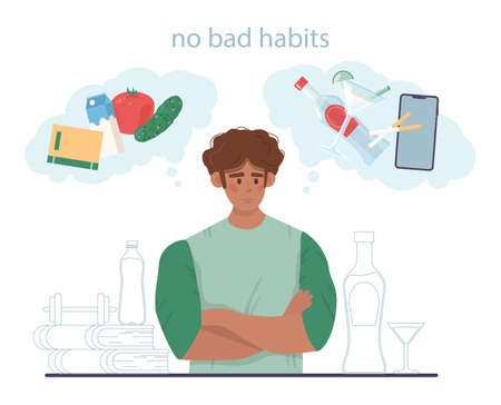 Healthy lifestyle habits. Healthy and happy lifestyle tipsのイラスト素材