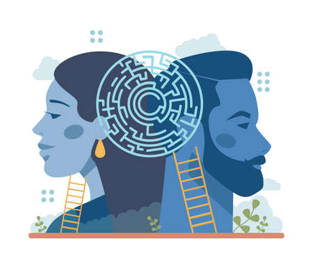 Labyrinth concept. Hard choice or confusion idea. Difficult decision-makingのイラスト素材