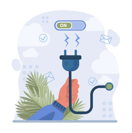 Online communication concept. Characters with smart digital technologies.のイラスト素材