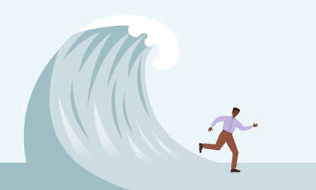 Risk or problem concept. Unhappy character under difficultのイラスト素材