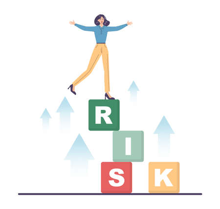 Business or life risk concept. Challenge, danger or difficulty to overcome.のイラスト素材