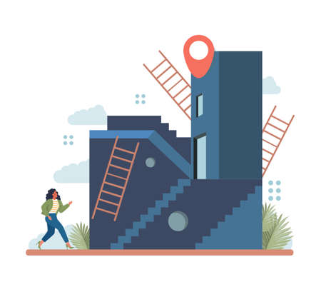 Labyrinth concept. Hard choice or confusion idea. Difficult decision-makingのイラスト素材