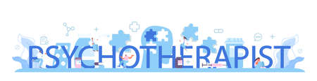 Psychotherapist typographic header. Mental health diagnostic and treatment.のイラスト素材