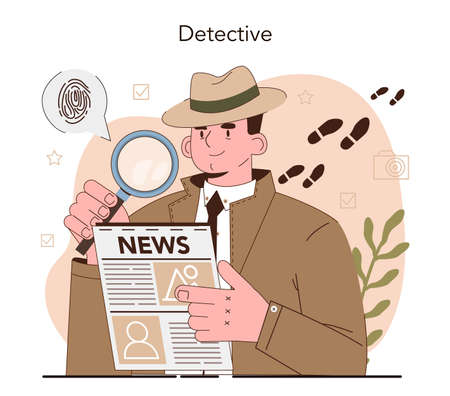 Professional detective concept. Agent investigating a crime placeのイラスト素材