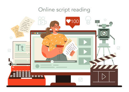 Screenwriter online service or platform. Playwright create a screenplayのイラスト素材