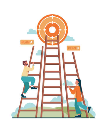 Hard or easy path choice concept. Difficult decision-making,のイラスト素材