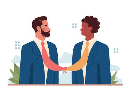 Merger concept. Collaboration and teamwork. Characters cooperationのイラスト素材