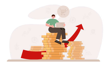 Financial inflation concept. Growing up prices for goods and valueのイラスト素材