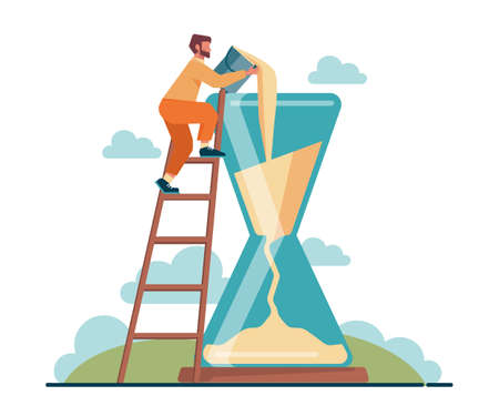 Time concept. Time flow, hour glass, watch or timer measuringのイラスト素材