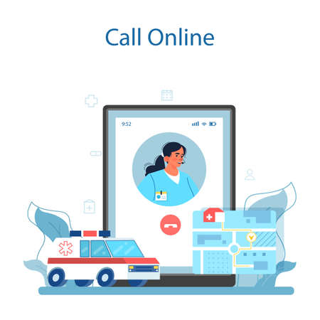 Ambulance online service or platform. Emergency doctorのイラスト素材
