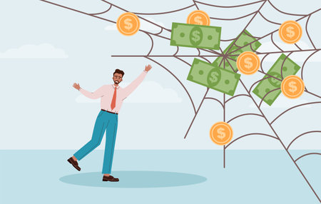 Financial trap concept. Investment risk or low level of financialのイラスト素材