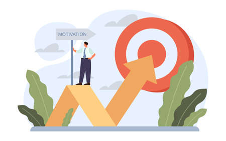 Motivation concept. Empolyee motivation for career goals achievement.のイラスト素材