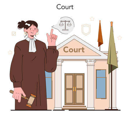 Judge concept. Court worker stand for justice and law. Judge in traditionalのイラスト素材