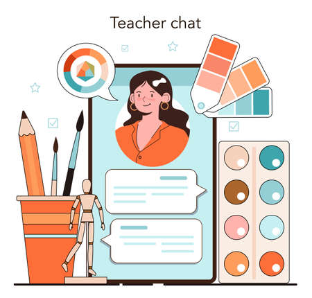 Art school education online service or platform. Student holdingのイラスト素材