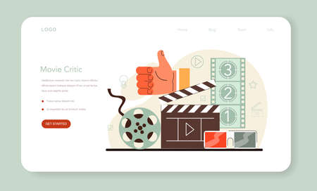 Professional critic concept web banner or landing page. Journalistのイラスト素材
