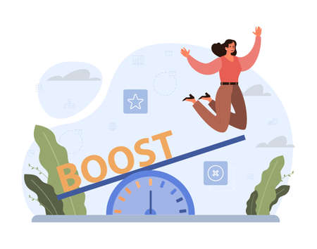 Boost up concept. Mental growth and improvement or career promoteのイラスト素材