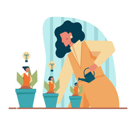 Leadership concept. Manager leading a workteam. Strategy and businessのイラスト素材