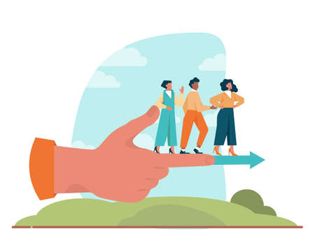 Leadership concept. Manager leading a workteam. Strategy and businessのイラスト素材