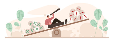 Comparison concept. Pros and cons with two choices. Risk and benefitsのイラスト素材