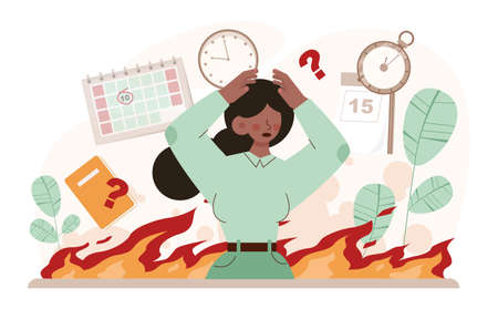 Deadline. Office character with a lot of work and busy lifestyle.のイラスト素材