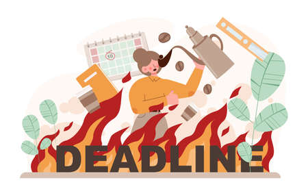 Deadline. Office character with a lot of work and busy lifestyle.のイラスト素材