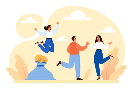 Happiness concept. People showing positive emotions. Joyfullのイラスト素材